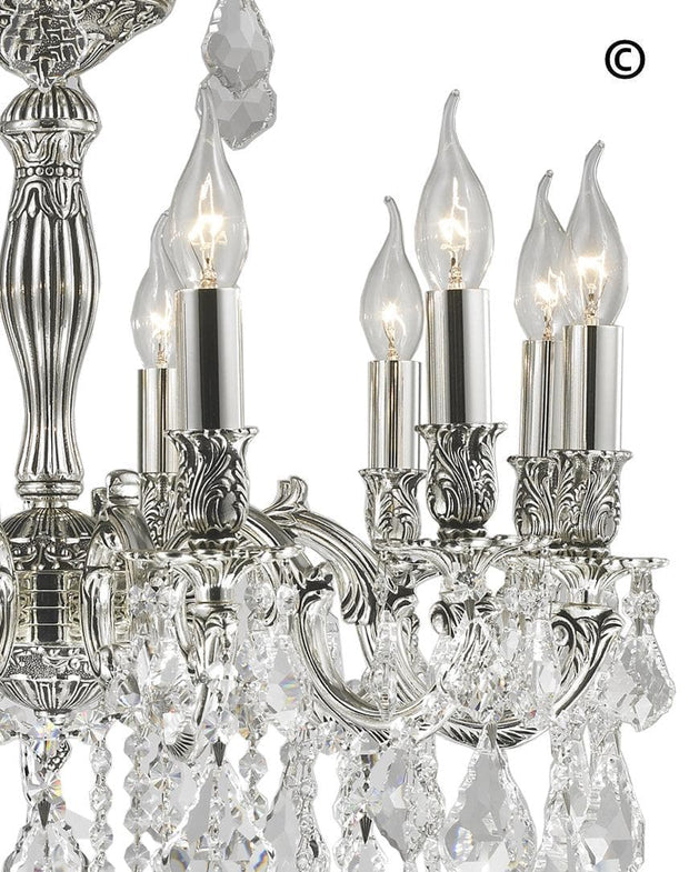 AMERICANA 12 Light Crystal Chandelier - Silver Plated - Designer Chandelier 