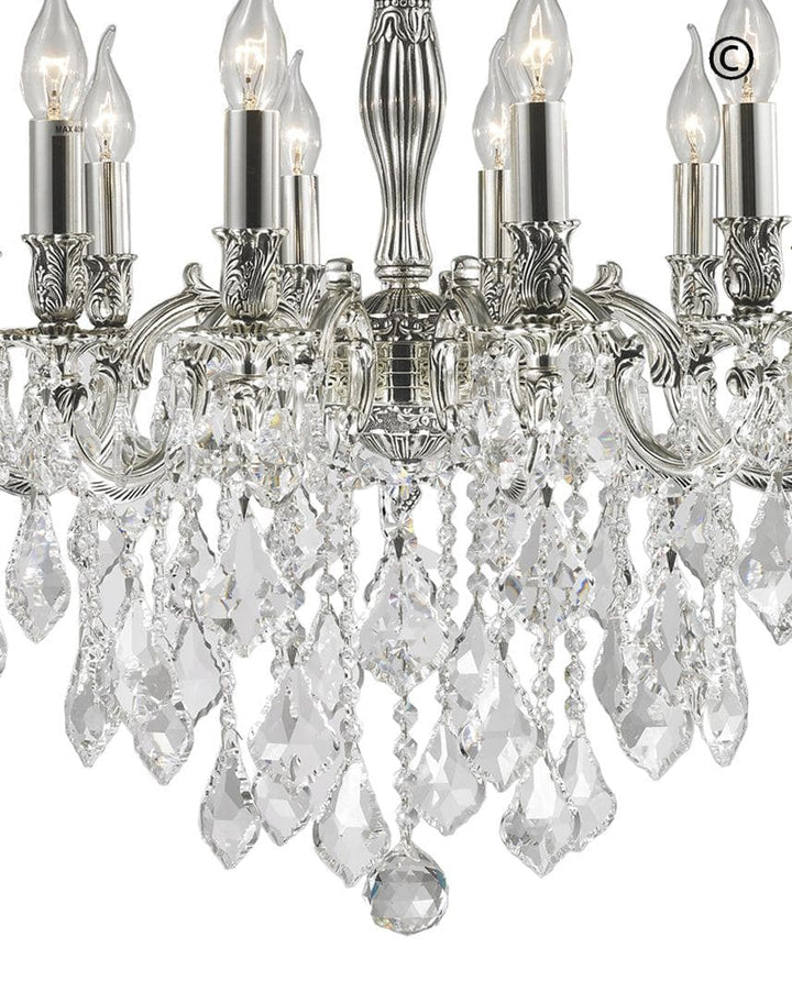 AMERICANA 12 Light Crystal Chandelier - Silver Plated - Designer Chandelier 