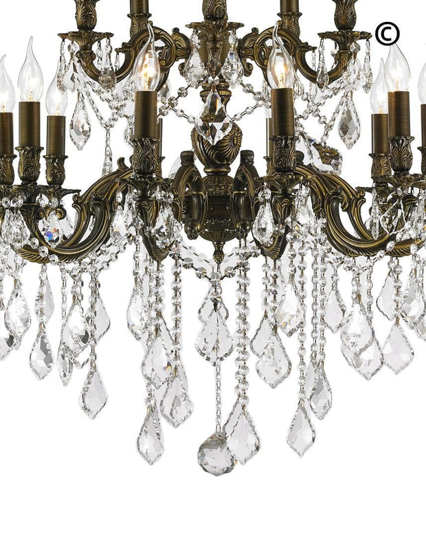 AMERICANA 15 Light Crystal Chandelier - Antique Bronze Style - Designer Chandelier 