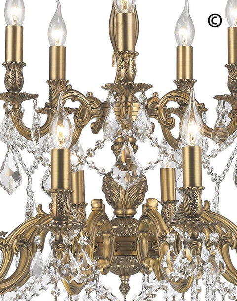 AMERICANA 15 Light Crystal Chandelier - Brass Finish - Designer Chandelier 