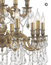 AMERICANA 15 Light Crystal Chandelier - Brass Finish - Designer Chandelier 