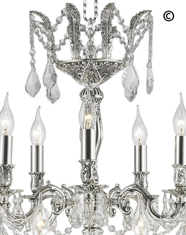 Americana 15 Light Crystal Chandelier - Silver Plated - Designer Chandelier 