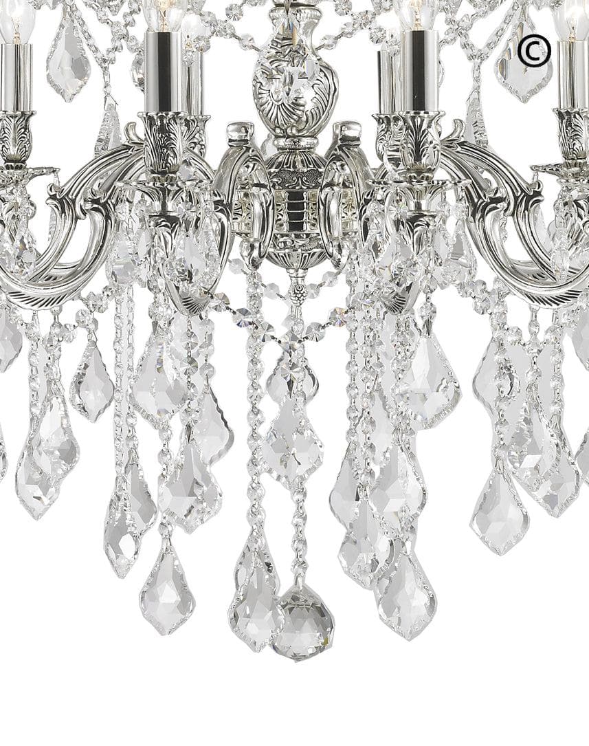 Americana 15 Light Crystal Chandelier - Silver Plated - Designer Chandelier 