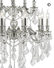 Americana 15 Light Crystal Chandelier - Silver Plated - Designer Chandelier 