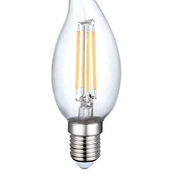 Natural White (4000k) LED - FLICKER FREE 4 Watt Candle Bulb E14 Socket - Dimmable Fancy Tip -