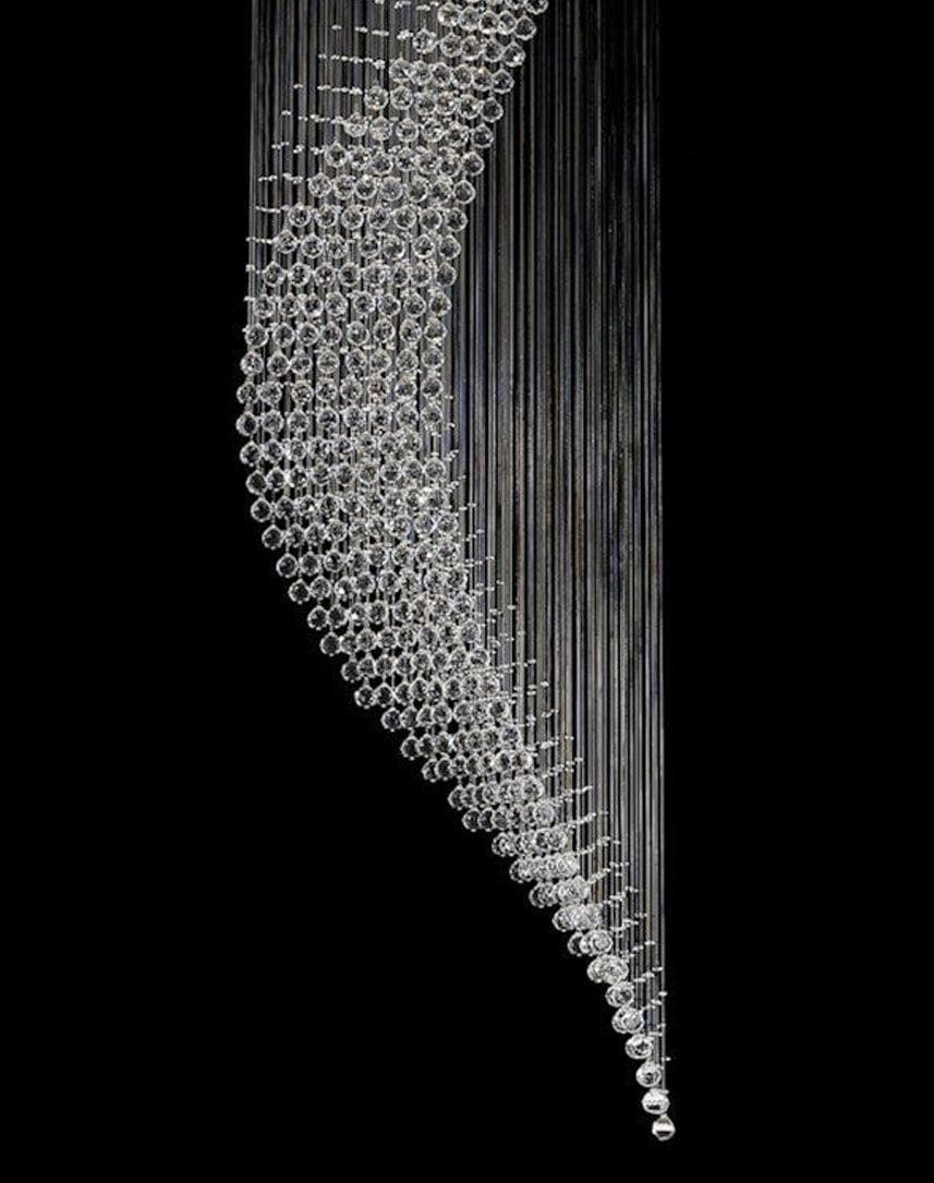 Contemporary Wave LED Chandelier - W:85cm H:300cm - Chrome