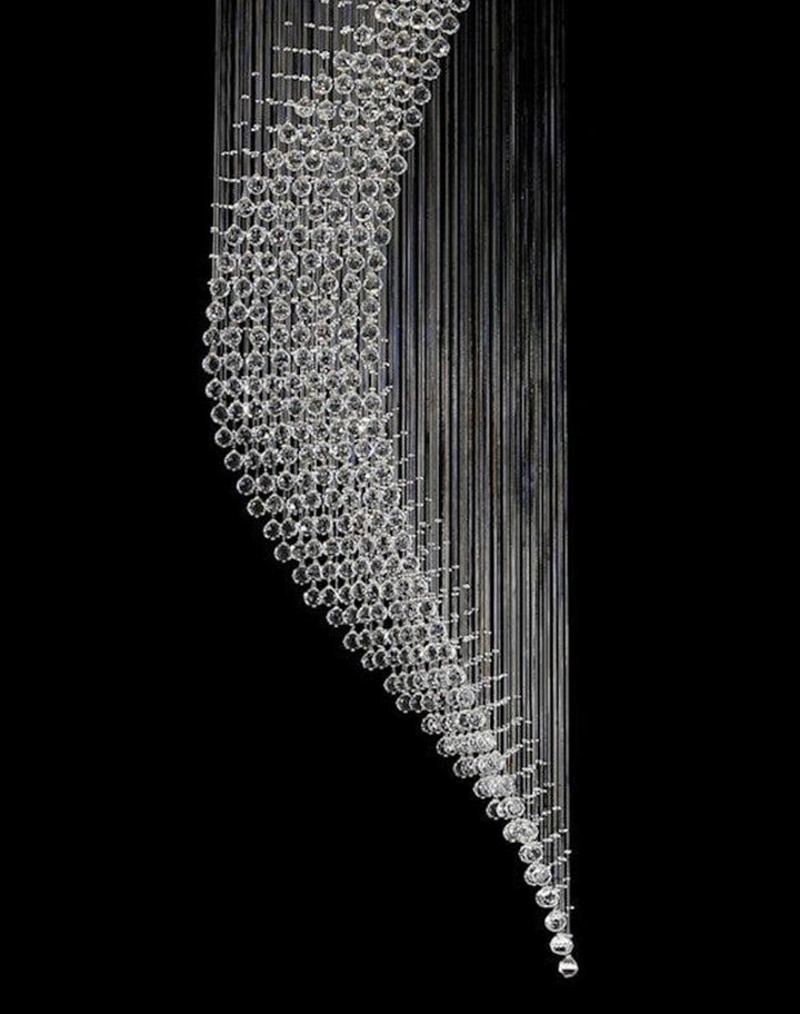 Contemporary Wave LED Chandelier - W:85cm H:300cm - Chrome