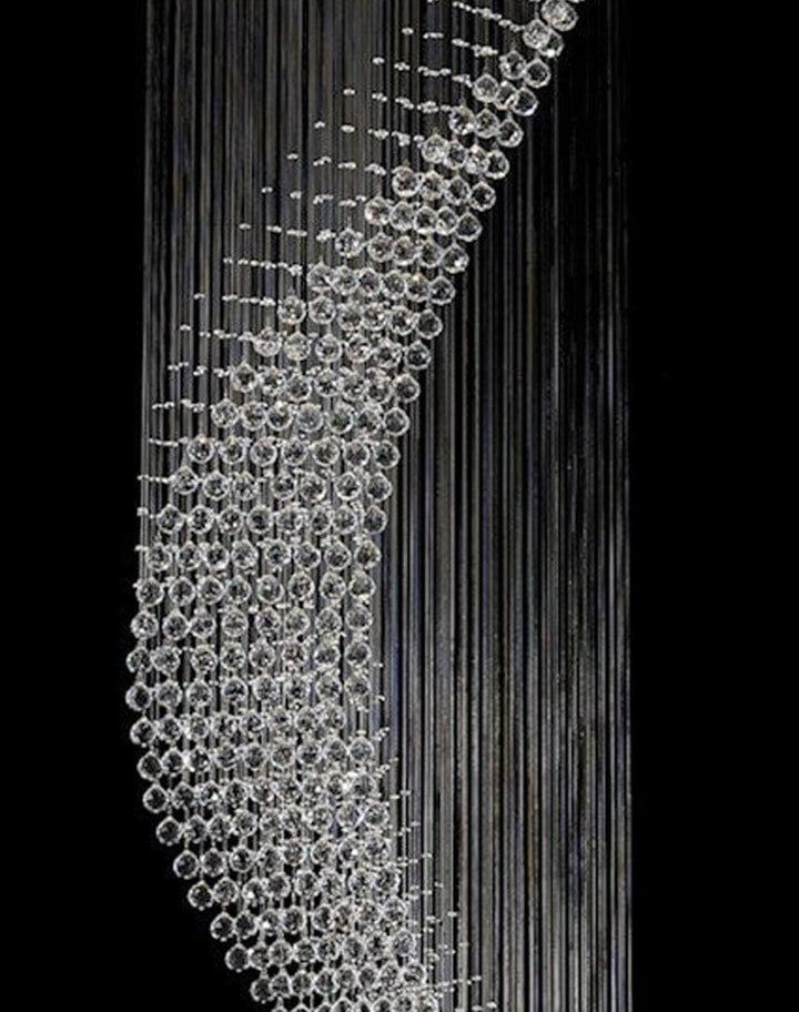 Contemporary Wave LED Chandelier - W:85cm H:300cm - Chrome