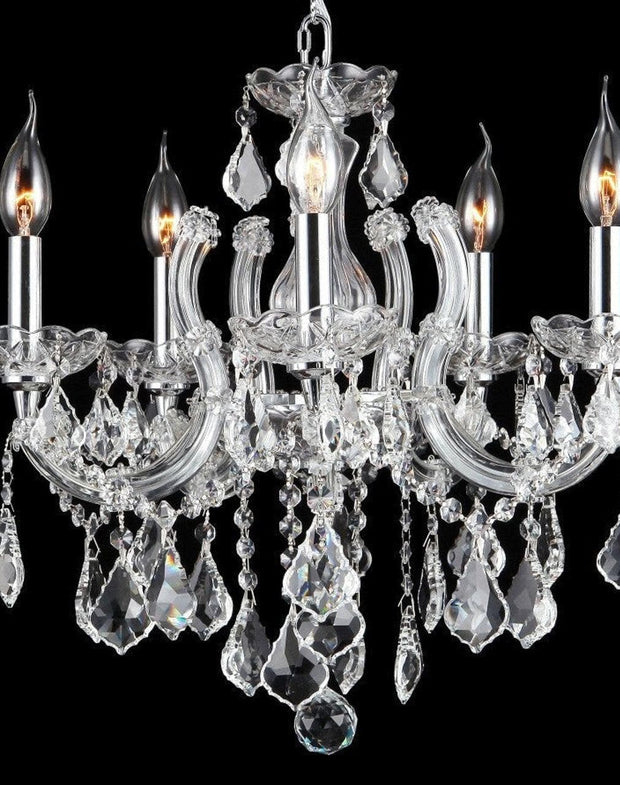 Maria Theresa 5 Light Crystal Chandelier - CHROME