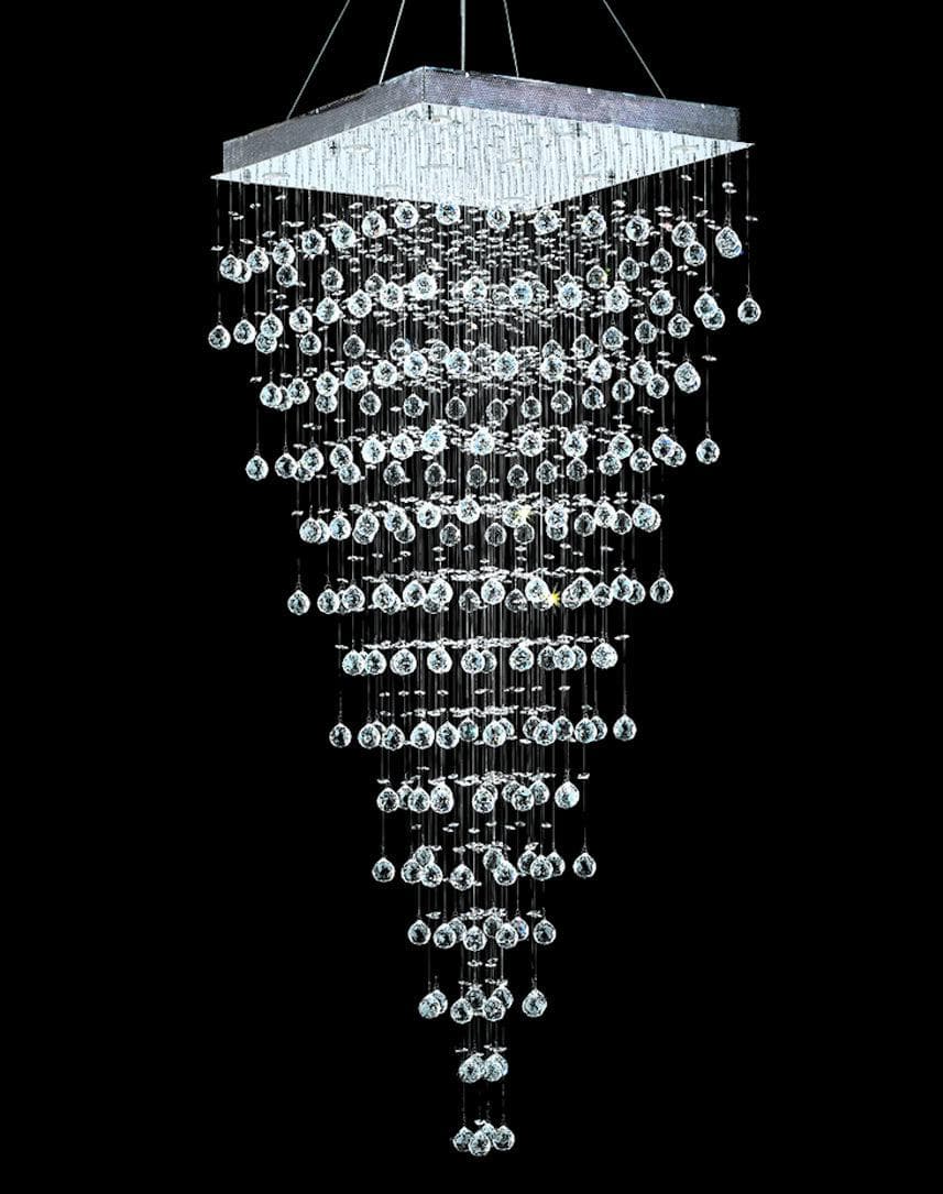 Square Cluster LED Crystal Chandelier - Width:70cm Height:180cm - Designer Chandelier Australia