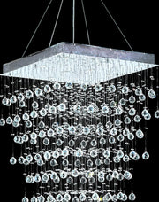 Square Cluster LED Crystal Chandelier - Width:70cm Height:180cm