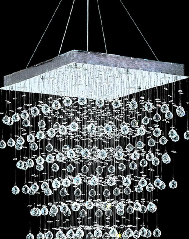 Square Cluster LED Crystal Chandelier - Width:70cm Height:180cm