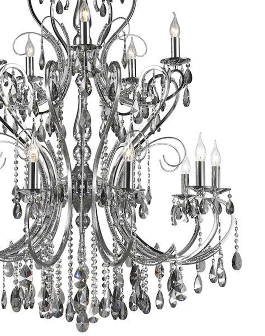 Designer Princess 15 Arm Chandelier - Smoke - W:100 H:130cm - Chrome