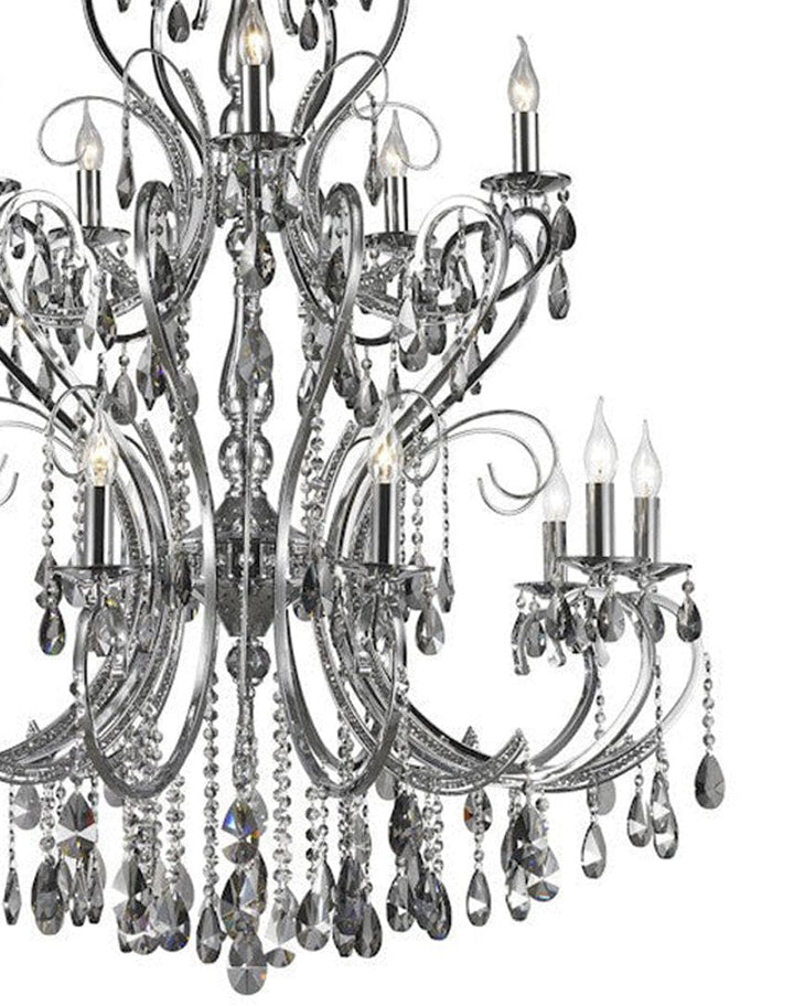 Designer Princess 15 Arm Chandelier - Smoke - W:100 H:130cm - Chrome