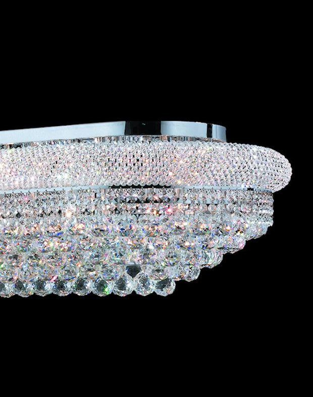 Royal Empress Flush Mount OVAL Basket Chandelier - CHROME - L:90cm