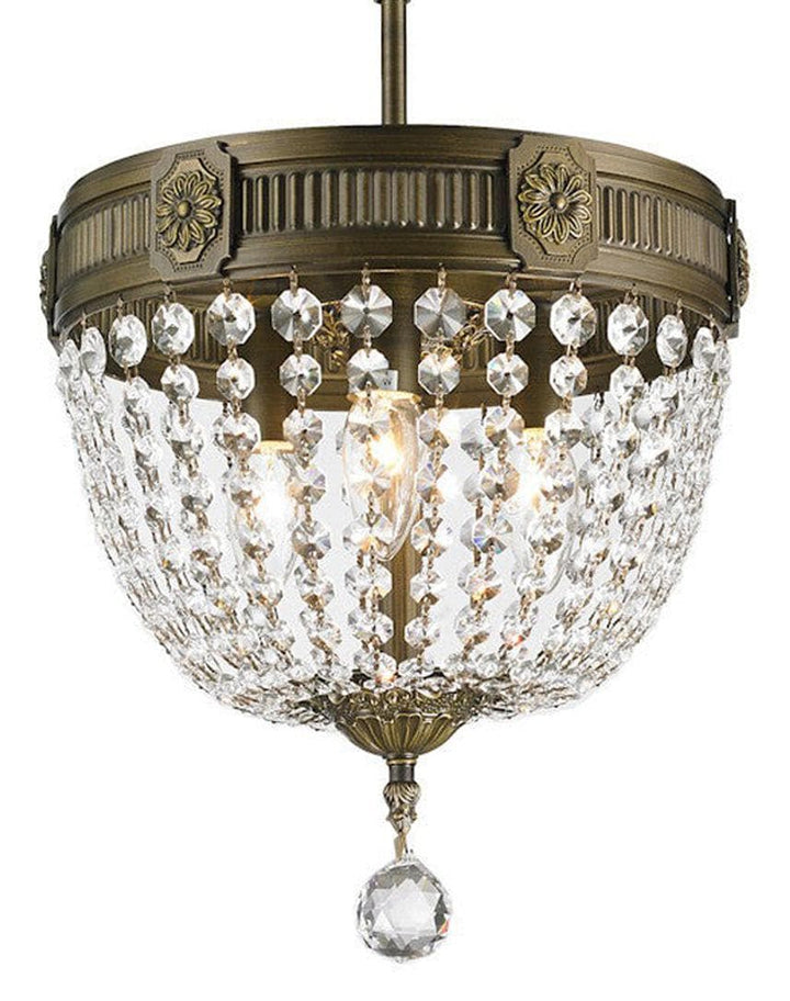 Regency Basket Chandelier - Antique Bronze Style - Flush Mount - W:30cm H:43cm - Designer Chandelier Australia