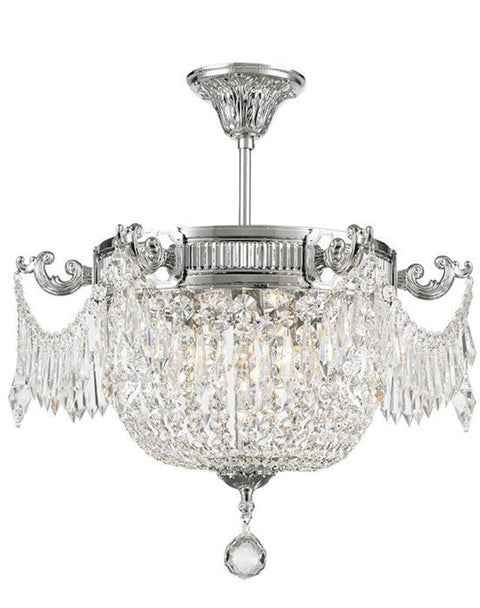 Regency Basket Chandelier -  Chrome Finish - Flush Mount - W:46cm H:43cm