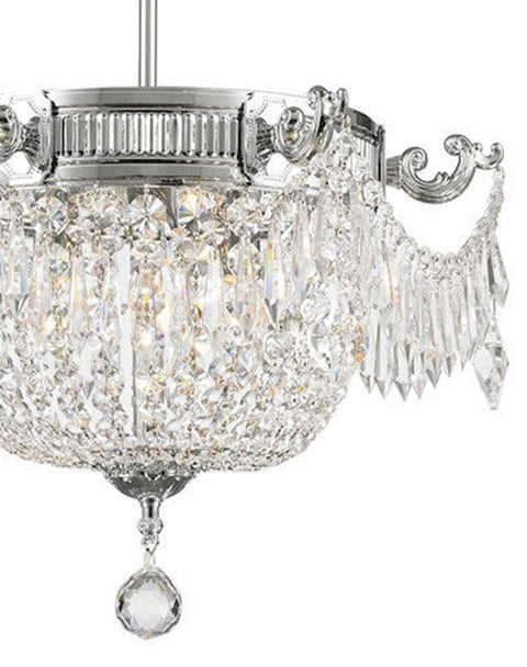 Regency Basket Chandelier -  Chrome Finish - Flush Mount - W:46cm H:43cm